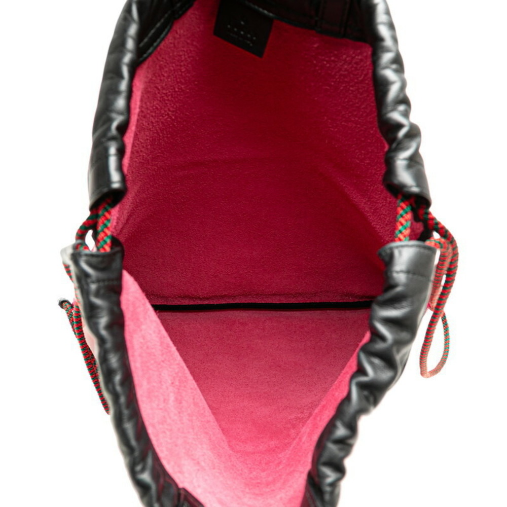 Gucci Logo Leather Drawstring Backpack Pink - image 4